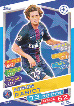 Adrien Rabiot Paris Saint-Germain 2016/17 Topps Match Attax CL #PSG09